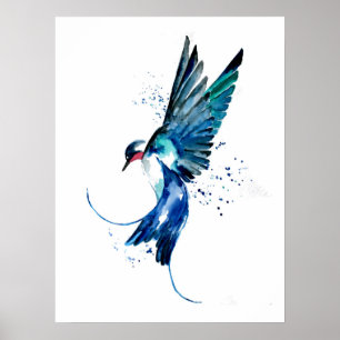 Poster Oiseau d'hirondelle bleu