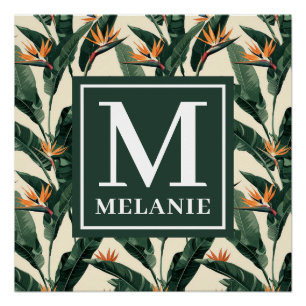 Poster Oiseau du paradis Motif Monogramme personnel