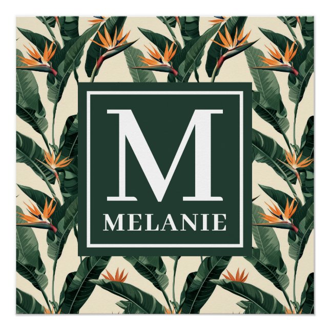 Poster Oiseau du paradis Motif Monogramme personnel (Devant)