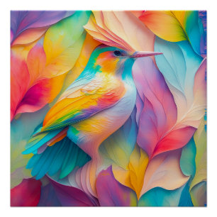 Poster Oiseau en soie de fantaisie