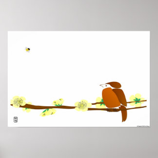 Poster Oiseau et abeille