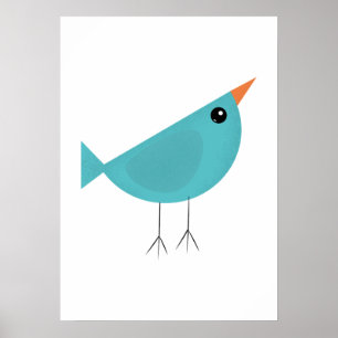 Poster Oiseau fantaisiste adorable, art de la nature