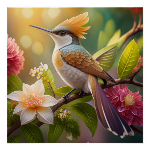 Poster Oiseau Fantastique à Crête Dorée