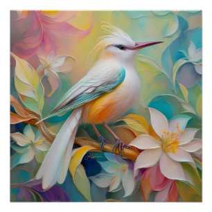 Poster Oiseau Fantastique à Dos Doré Touffu