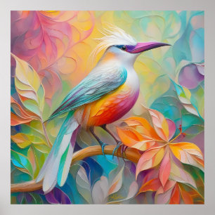 Poster Oiseau Fantastique à Sein Rose et Bec Rose