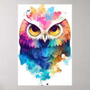 Poster Oiseau Hibou Nature sauvage Animal Couleur peintur