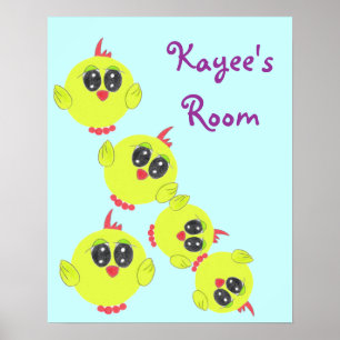 Poster Oiseau jaune vert bébé