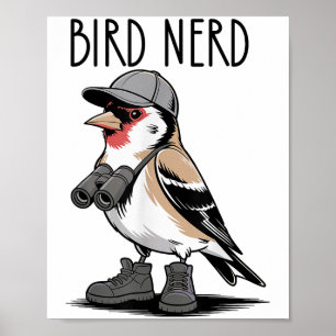 Poster Oiseau Nerd Oiseau Drôle À L'Oiseau Observateur De