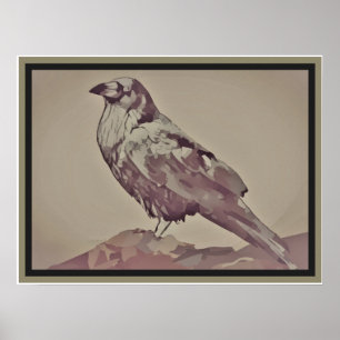 Poster Oiseau noir et blanc