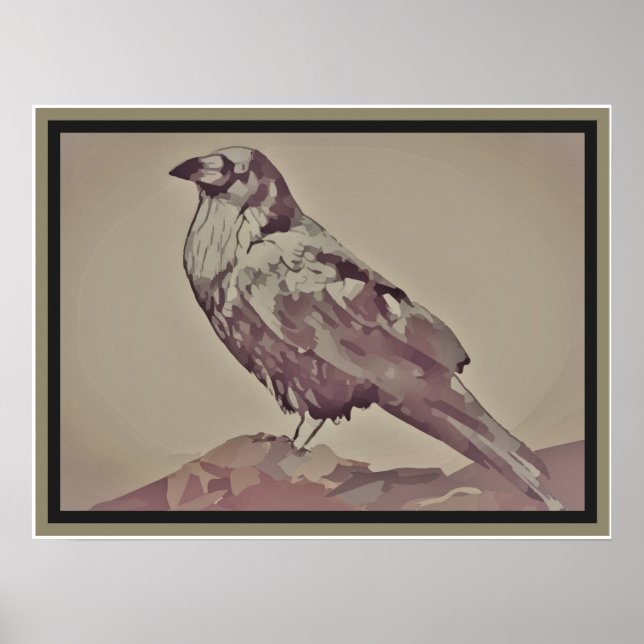 Poster Oiseau noir et blanc (Devant)