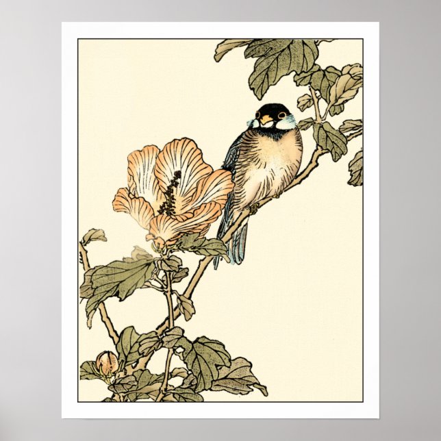 Poster Oiseau oriental perché sur la branche (Devant)