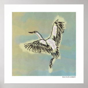 Poster Oiseau pilotant le ciel bleu Deco original