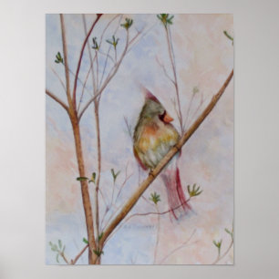 Poster Oiseau solitaire sur une branche d'arbre
