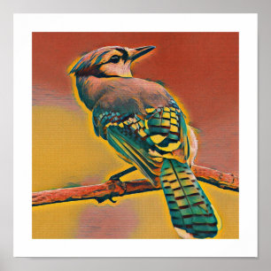 Poster Oiseau sur branche d'arbre