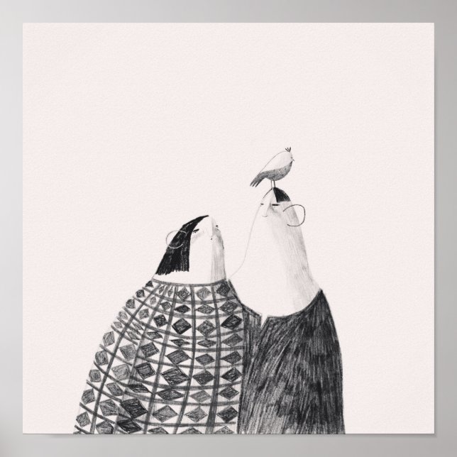 Poster Oiseau sur la tête (Devant)