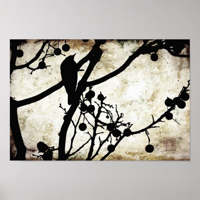 Poster Oiseau sur une branche (Devant)