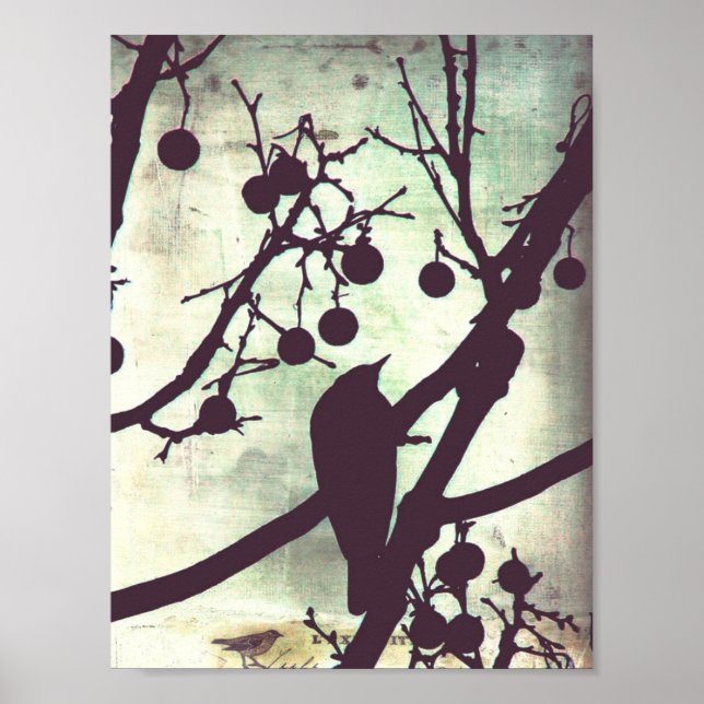 Poster Oiseau sur une branche (Devant)