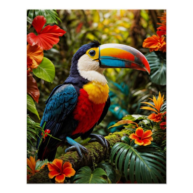 Poster Oiseau Toucan coloré (Devant)