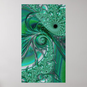 Poster Oiseau vert à bijoux du paradis Fractal Abstrait