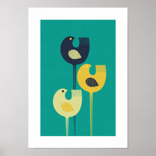 Poster Oiseaux à pattes - moyen siècle moderne / minimali
