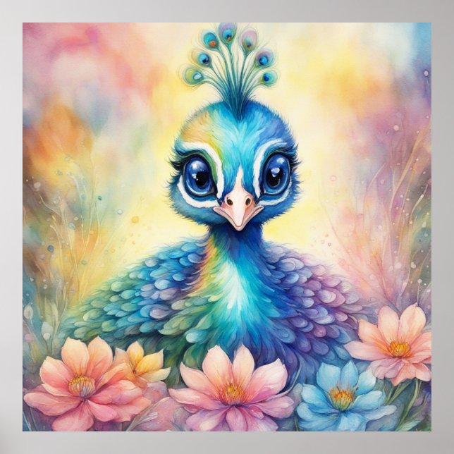 Poster Oiseaux arc-en-ciel Peacock 1 (Devant)