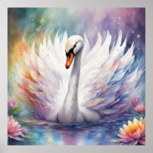 Poster Oiseaux arc-en-ciel Swan 1