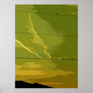 Poster Oiseaux au coucher du soleil