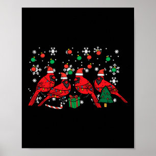Poster Oiseaux cardinaux de Noël Santa Mignon Xmas Hommes