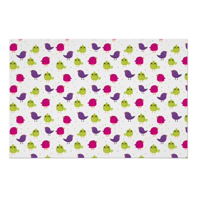 Poster Oiseaux colorés mignons  (Devant)