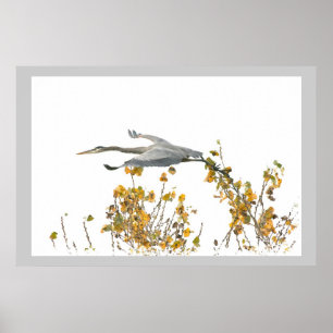 Poster Oiseaux de Grand Héron Bleu Animaux sauvages