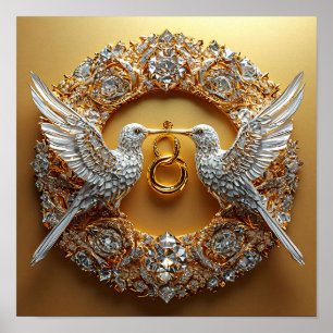 Poster Oiseaux de mariage