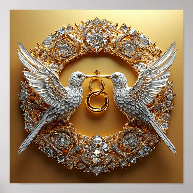 Poster Oiseaux de mariage (Devant)