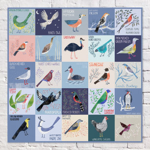 Poster Oiseaux du monde entier en aquarelle