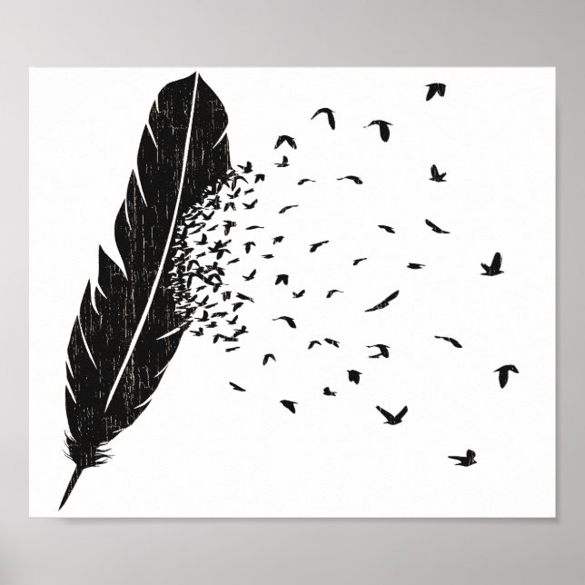 Poster Oiseaux Éruption d'une plume (Devant)