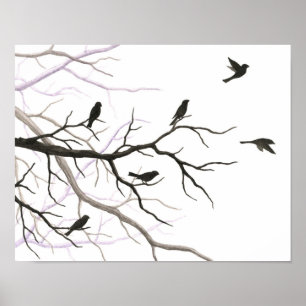 Poster Oiseaux et branches Beaux-Arts Imprimer