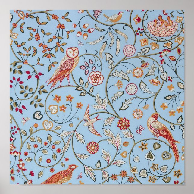 Poster Oiseaux et fleurs, William Morris (Devant)