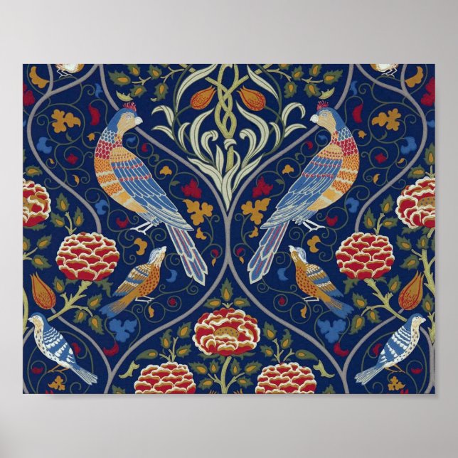 Poster Oiseaux et fleurs, William Morris (Devant)