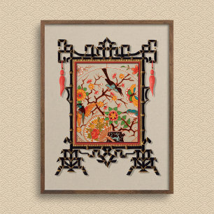 Poster Oiseaux et papillons Art Imprimer