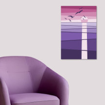 Oiseaux marins rose violet au coucher du soleil Ar