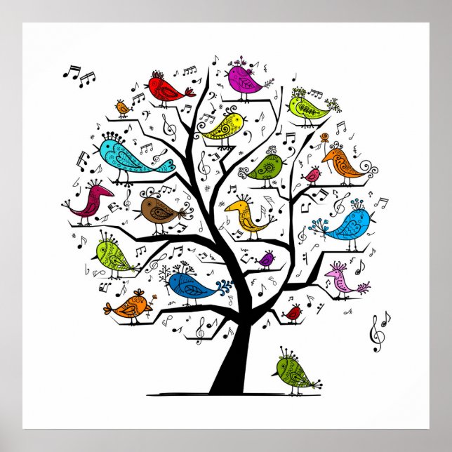 Poster Oiseaux musicaux (Devant)