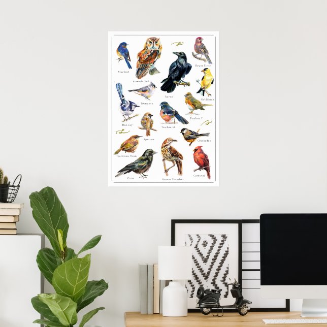 Poster Oiseaux peints à la main (Bureau à domicile)