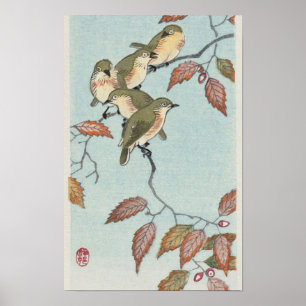Poster Oiseaux sur une branche par Ohara Koson