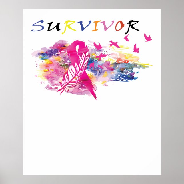 Poster Oiseaux survivants Sensibilisation au cancer du se (Devant)