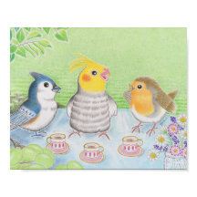 Oiseaux Tea Party Nursery Art Imprimer l'affiche