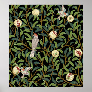 Poster oiseaux vintages dans le feuillage avec oiseaux et