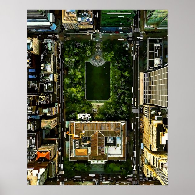 Poster Oiseaux Vue oeil Bryant Park Manhattan NYC (Devant)