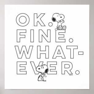 Poster "Ok. Bien. Peu importe." - Snoopy