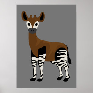 Poster Okapi Cartoon, Majestic Okapi Animal, Okapi Lovers