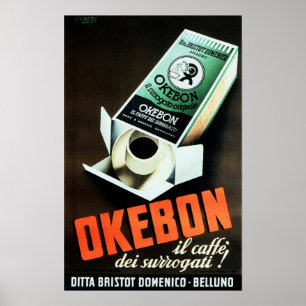 Poster OKEBON CAFFE Instant Italien Café Boisson Publicit