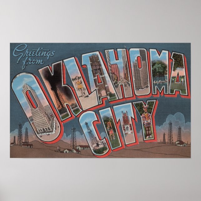Poster Oklahoma City, Oklahoma (champs pétrolifères) (Devant)